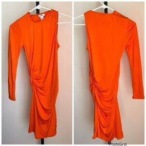 Issa London Orange Asymmetrical One Sleeve Mini Dress Size 4
